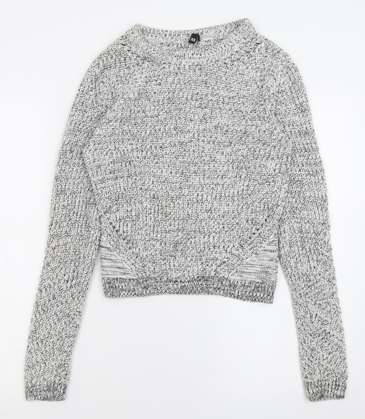 H&M Womens Grey Crew Neck  Cotton Pullover Jumper Size XS