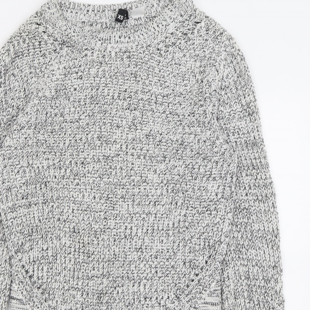 H&M Womens Grey Crew Neck  Cotton Pullover Jumper Size XS