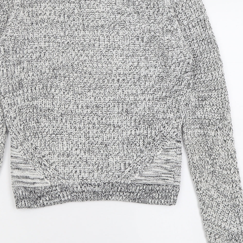 H&M Womens Grey Crew Neck  Cotton Pullover Jumper Size XS