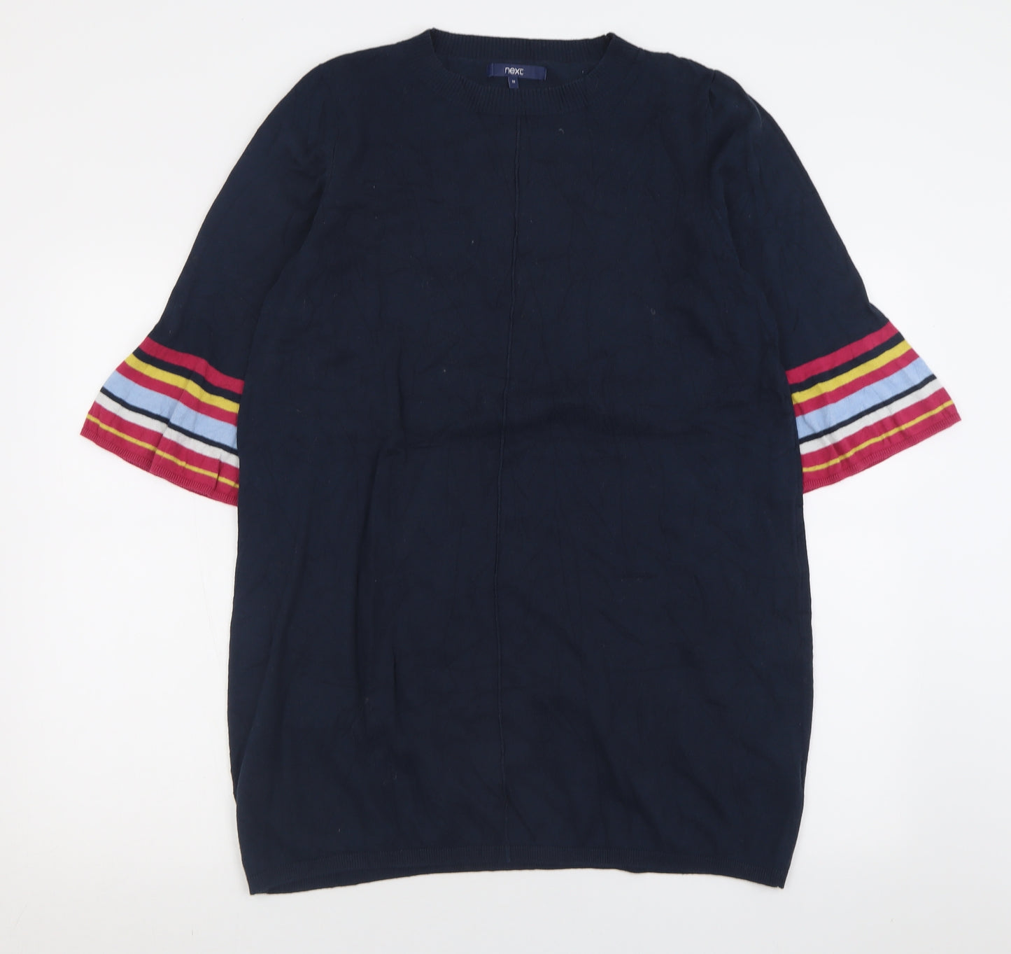 NEXT Womens Blue Striped Cotton Jumper Dress  Size 18  Crew Neck Pullover