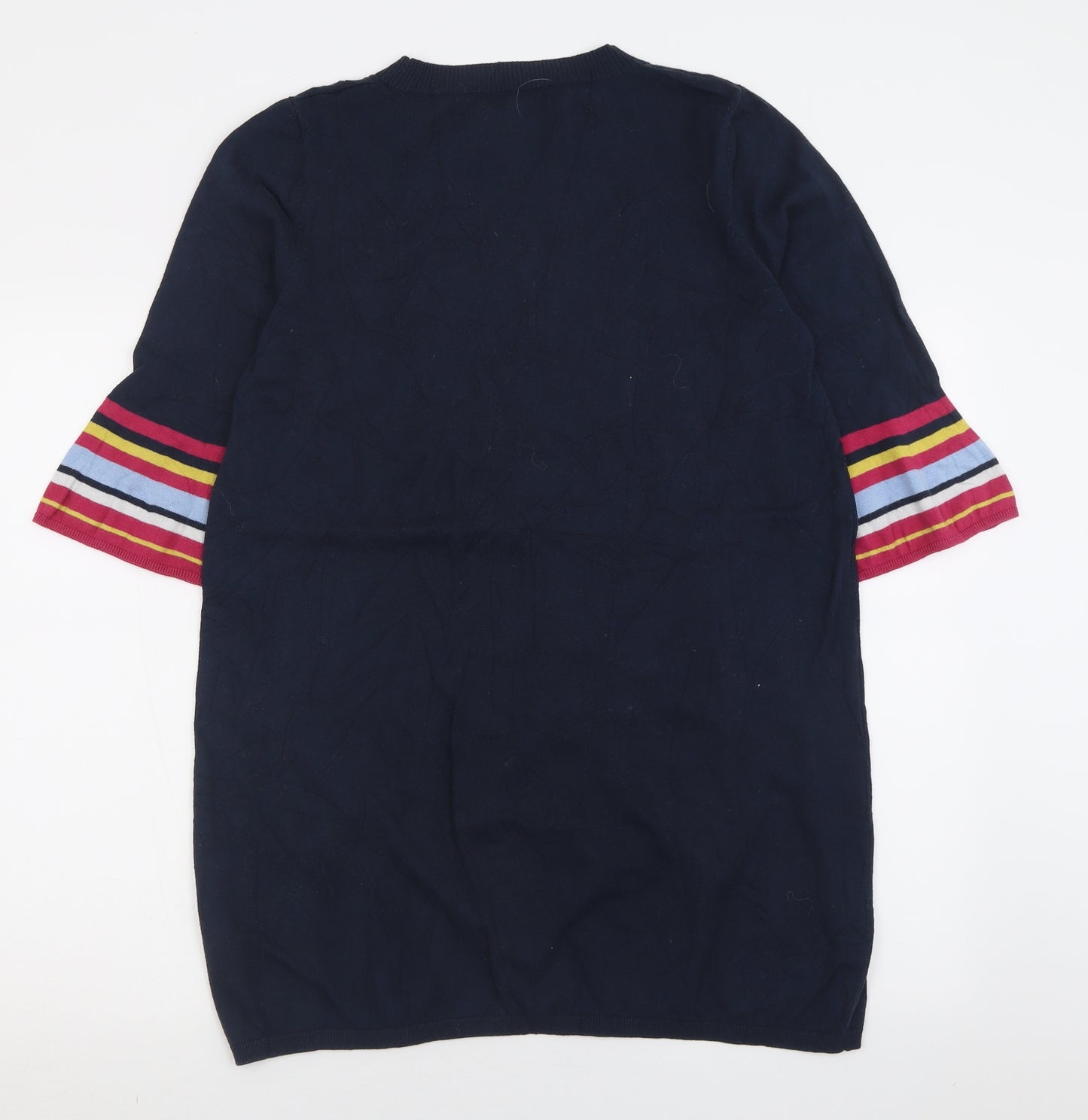 NEXT Womens Blue Striped Cotton Jumper Dress  Size 18  Crew Neck Pullover
