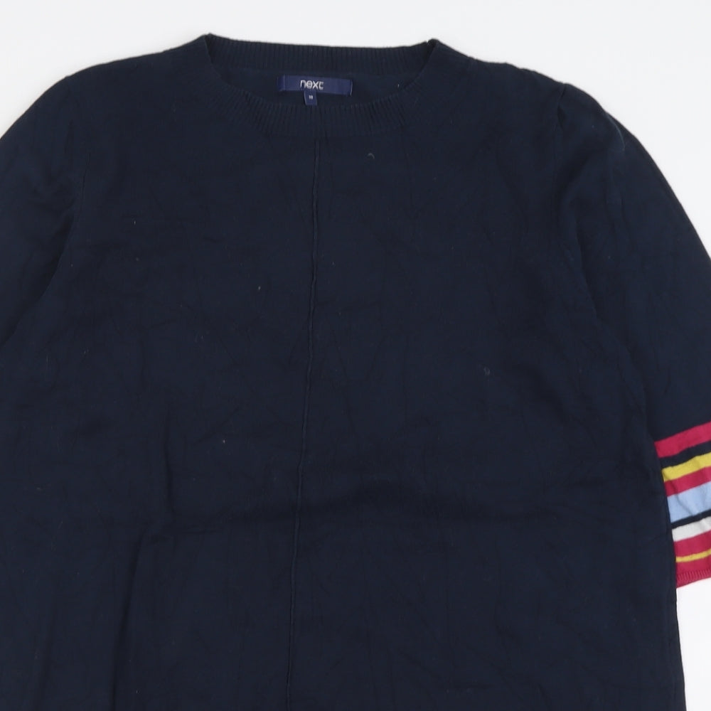 NEXT Womens Blue Striped Cotton Jumper Dress  Size 18  Crew Neck Pullover
