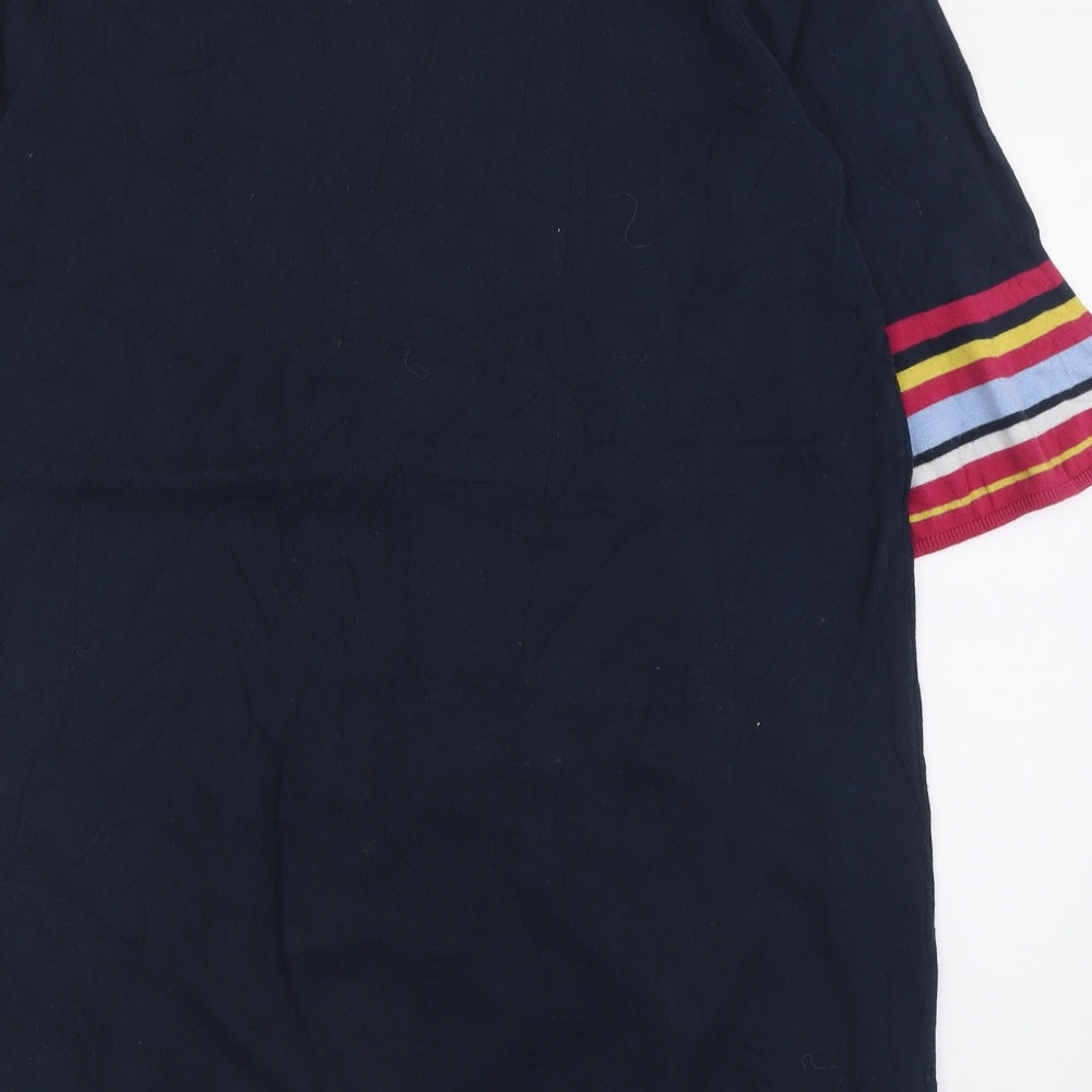 NEXT Womens Blue Striped Cotton Jumper Dress  Size 18  Crew Neck Pullover