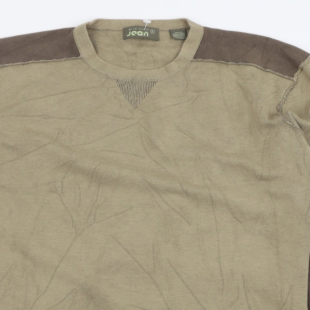 Ted Baker Mens Brown Crew Neck  Cotton Pullover Jumper Size L