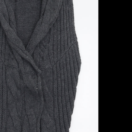 George Womens Grey V-Neck  Acrylic Cardigan Jumper Size 12
