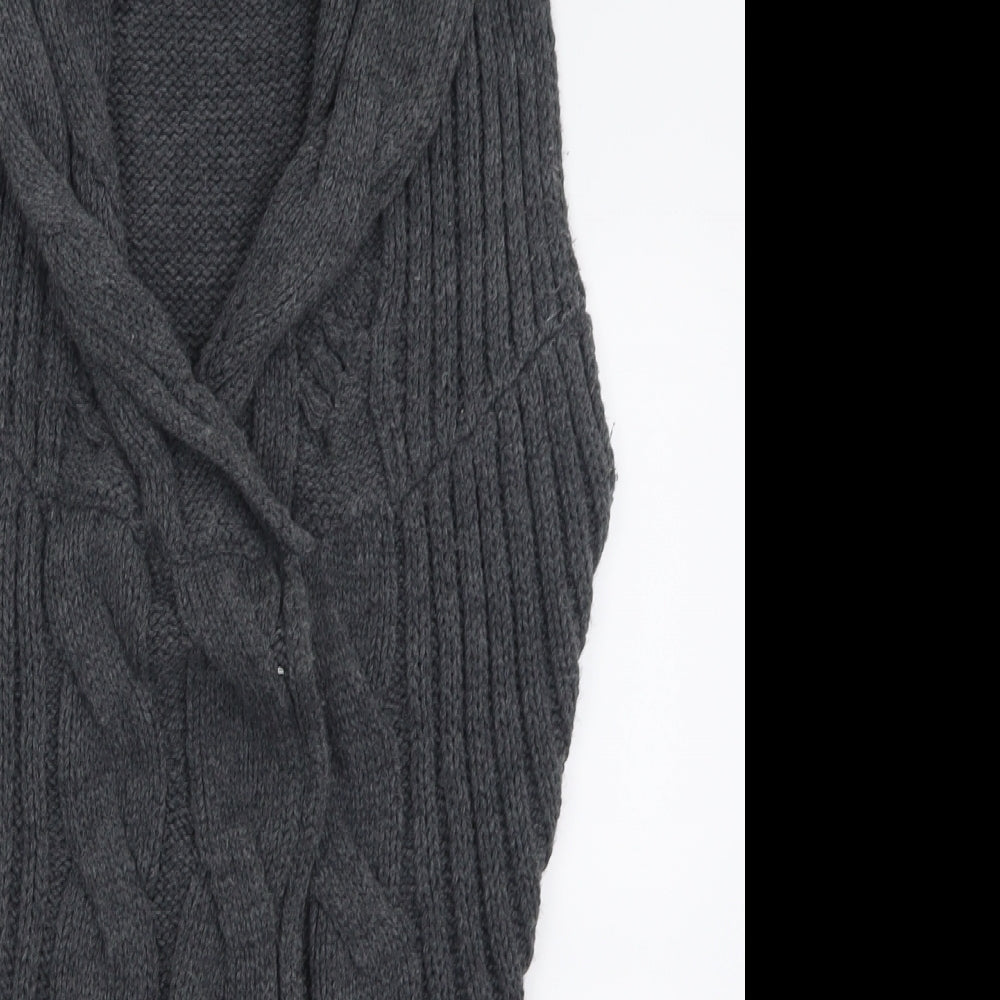 George Womens Grey V-Neck  Acrylic Cardigan Jumper Size 12
