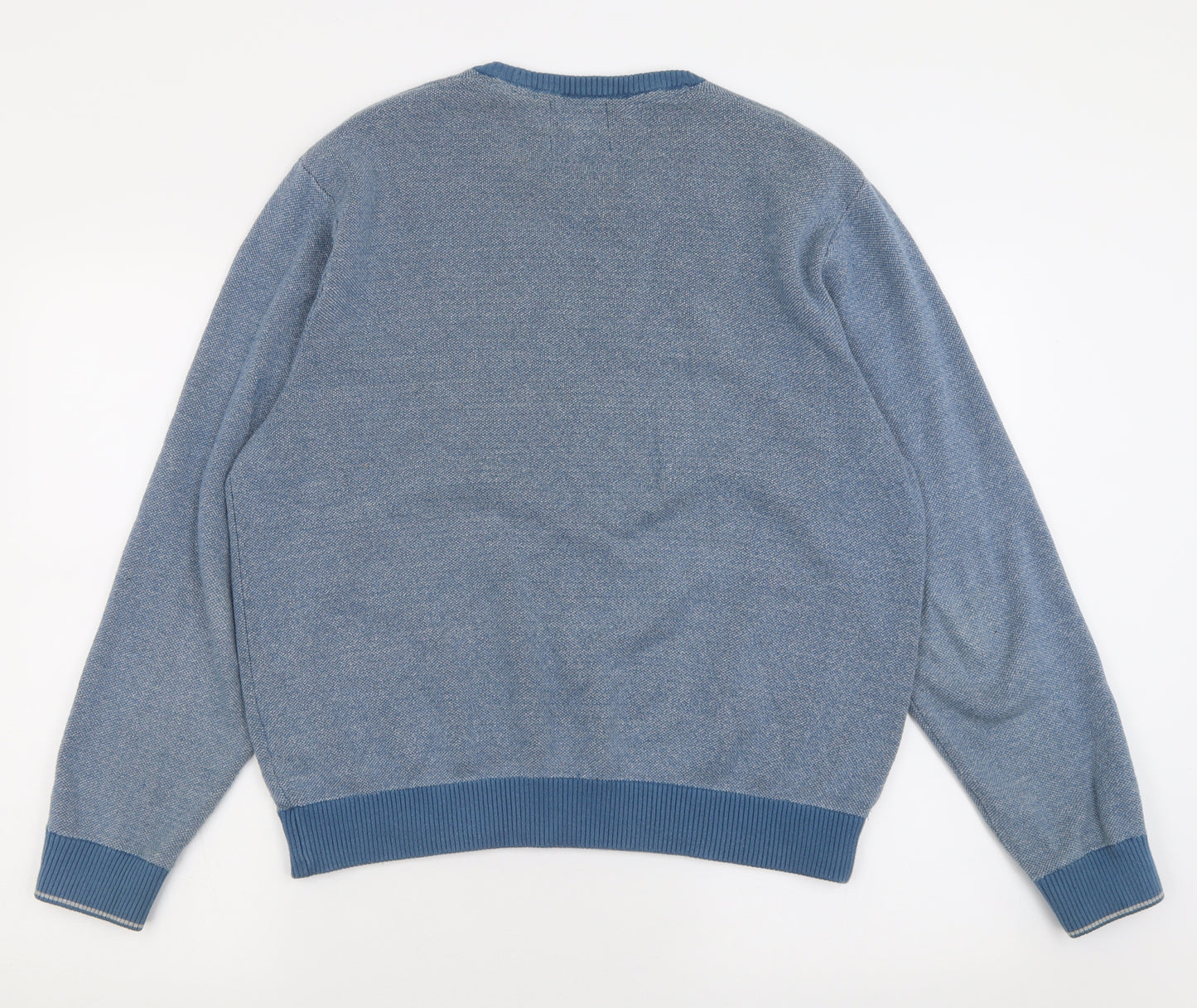 Marks and Spencer Mens Blue Crew Neck  Cotton Pullover Jumper Size L