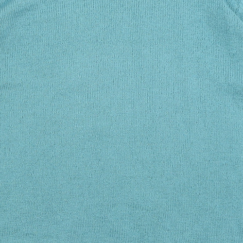 Casamia Womens Blue Crew Neck Floral Acrylic Pullover Jumper Size S