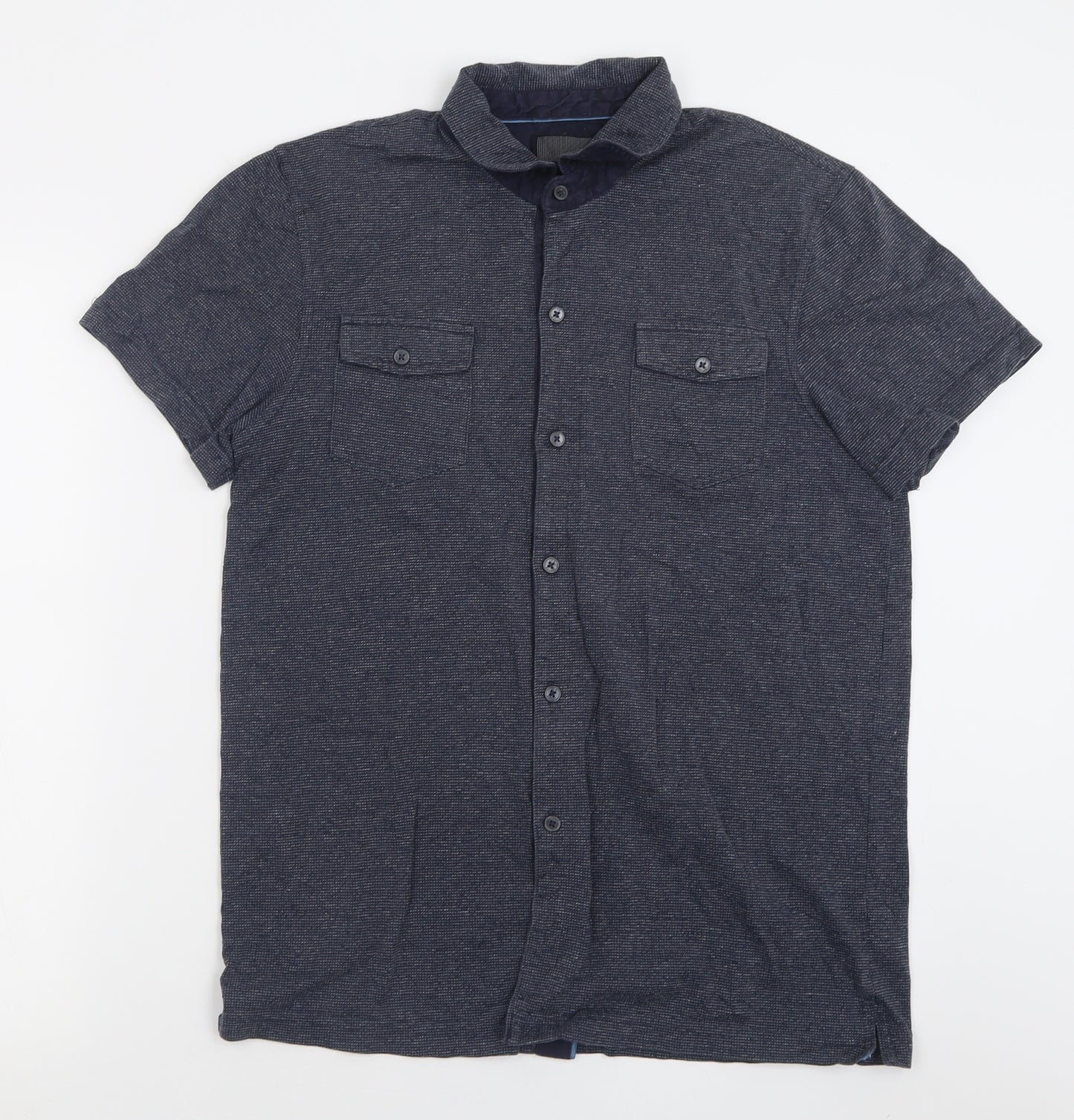 IKE BEHAR Mens Blue  Cotton  Button-Up Size M Collared Button