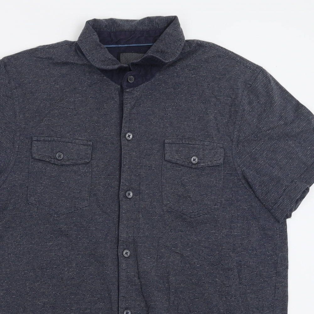 IKE BEHAR Mens Blue  Cotton  Button-Up Size M Collared Button