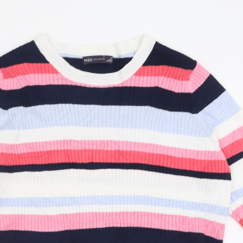 Marks and Spencer Womens Pink Crew Neck  Viscose Pullover Jumper Size 20