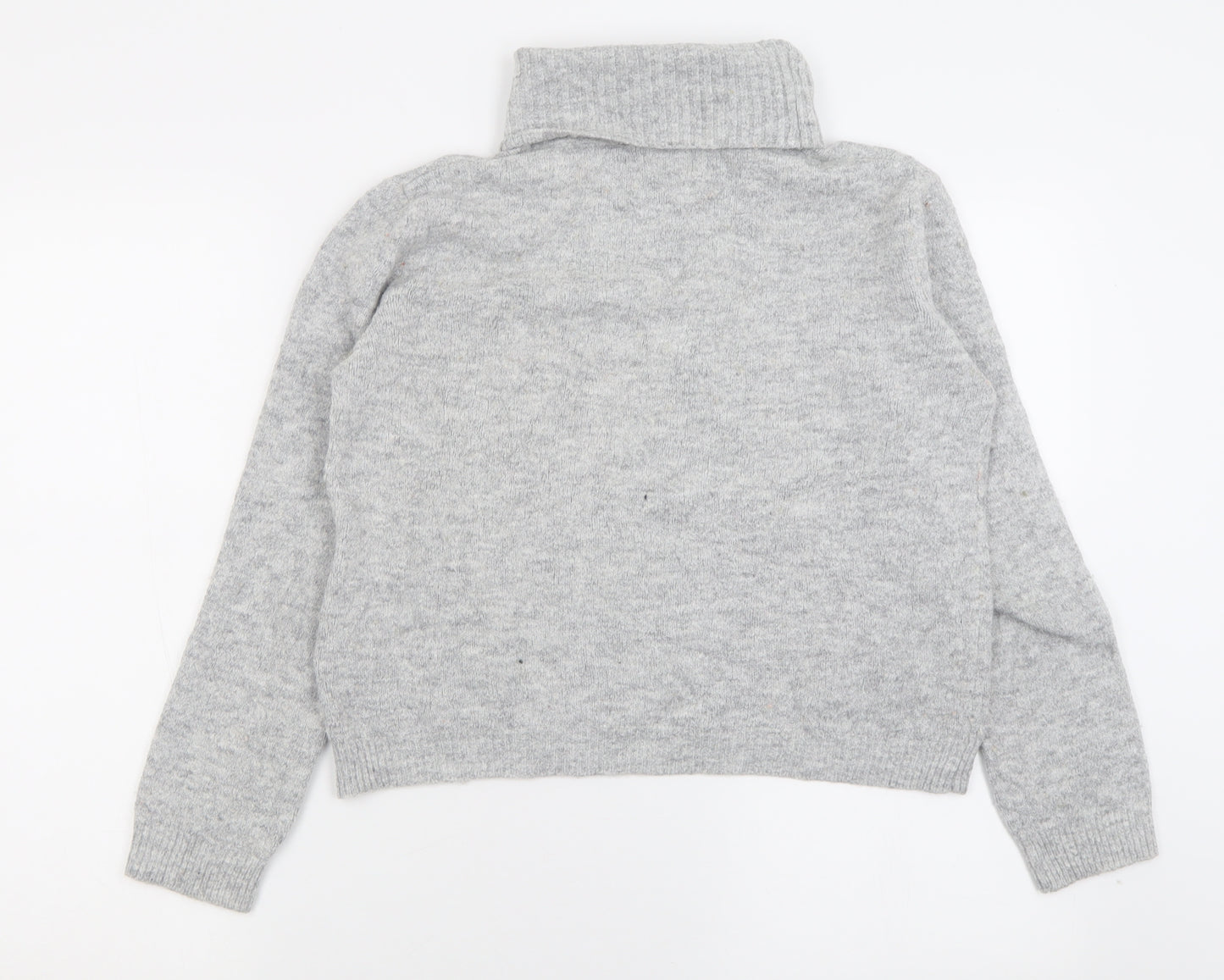 Kookai Womens Grey Roll Neck Striped Acrylic Pullover Jumper Size 6