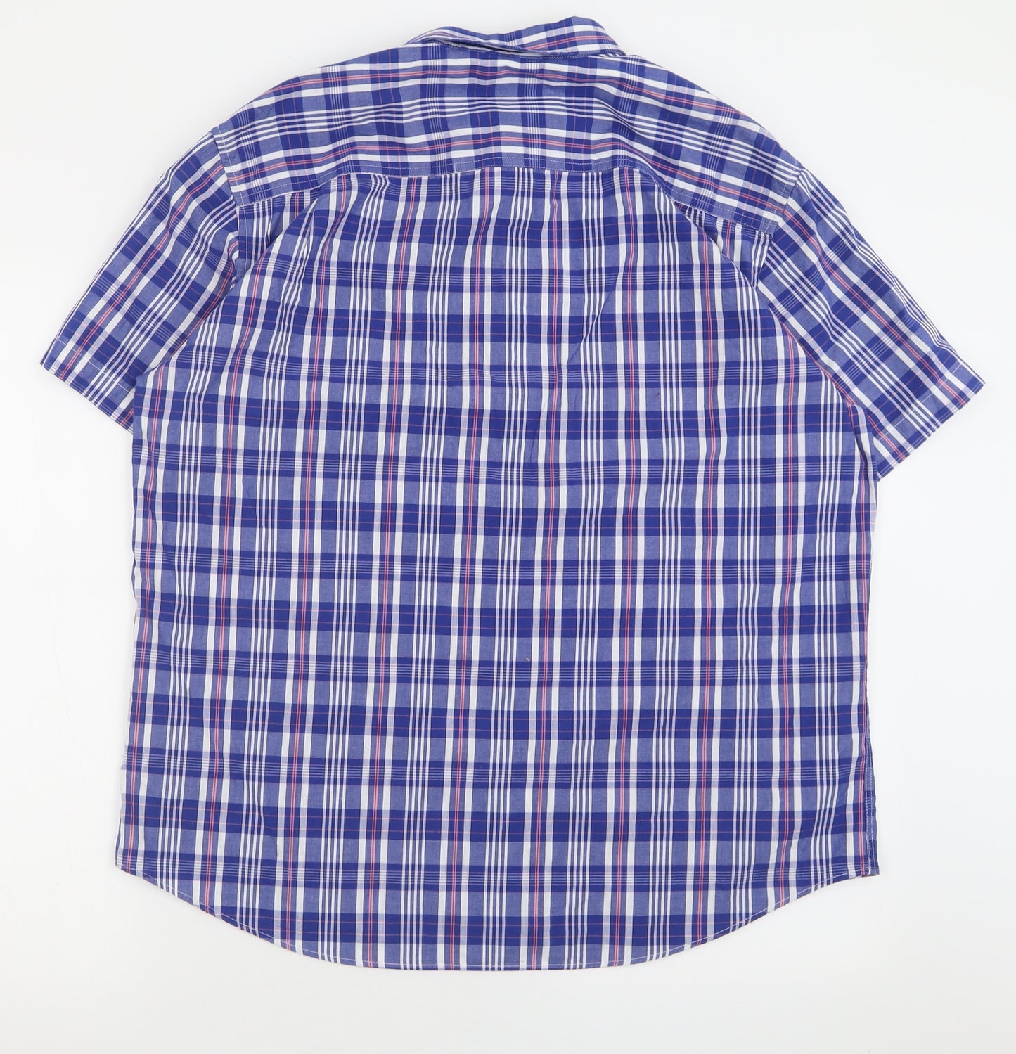 Lincoln Mens Blue Check Cotton  Button-Up Size L Collared Button