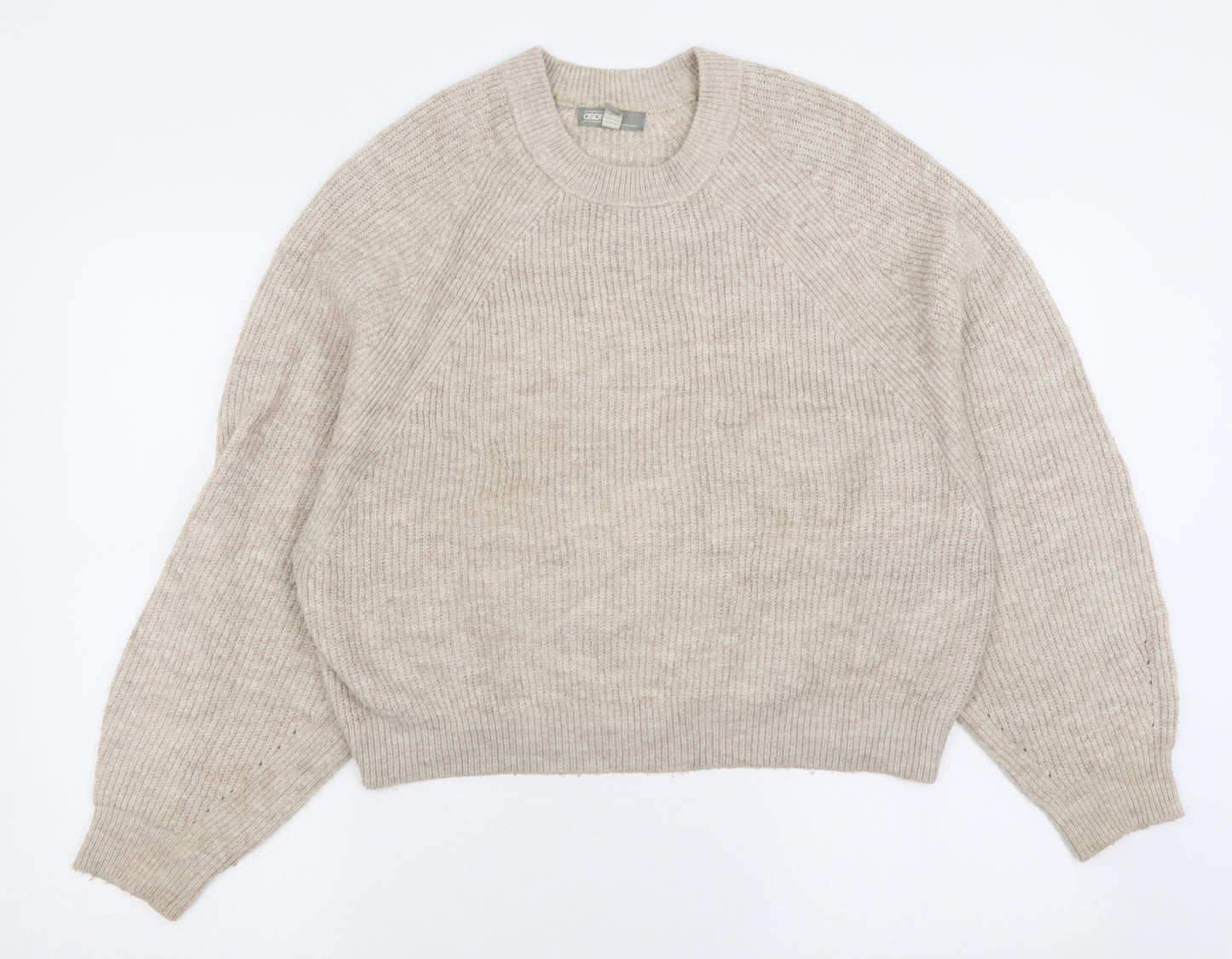 ASOS Womens Beige Crew Neck  Acrylic Pullover Jumper Size 12