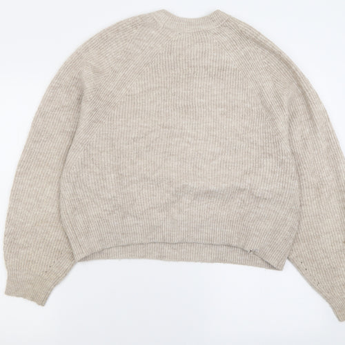 ASOS Womens Beige Crew Neck  Acrylic Pullover Jumper Size 12
