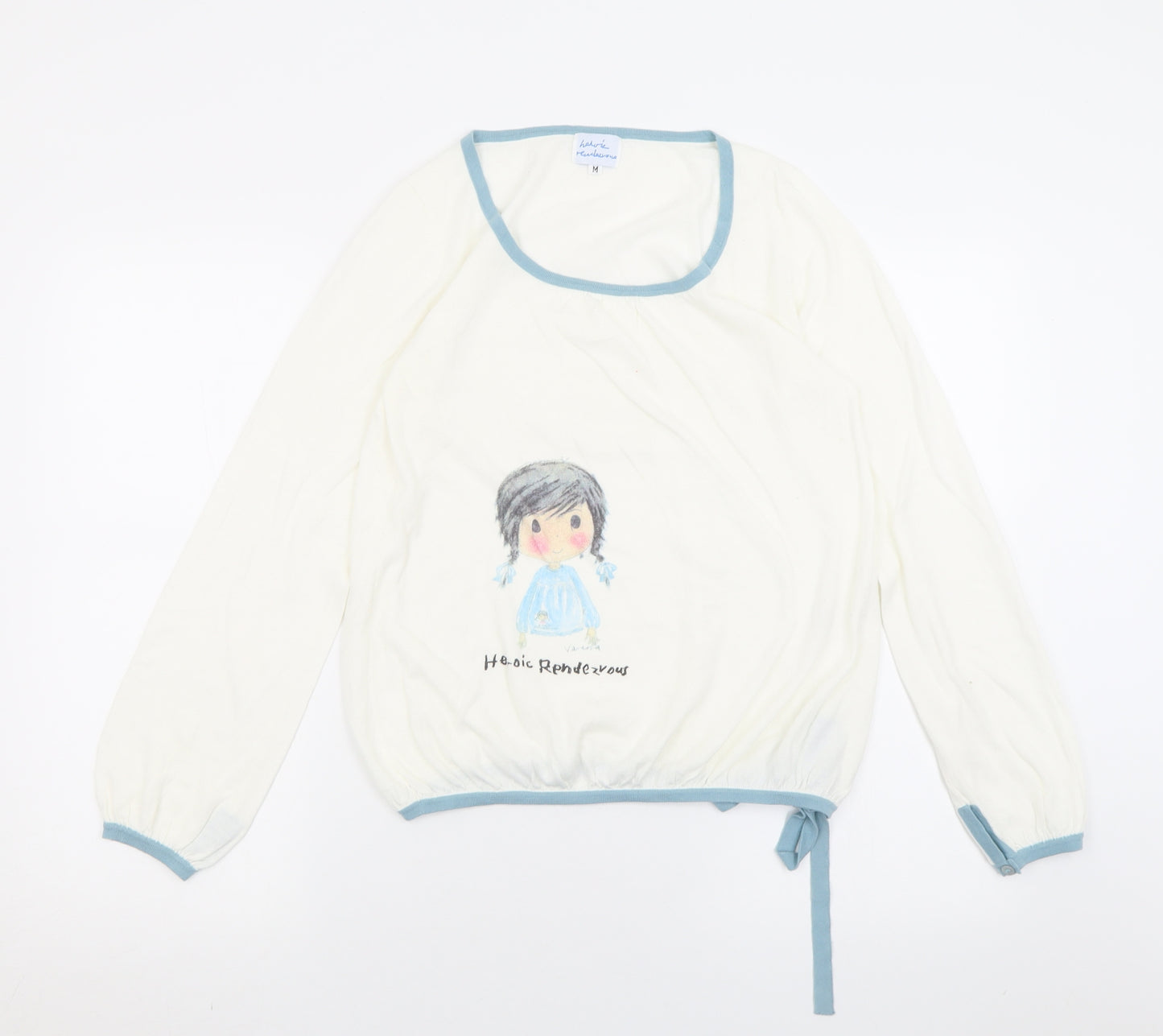 Heroic Rendezvous Womens White Crew Neck  Cotton Pullover Jumper Size M