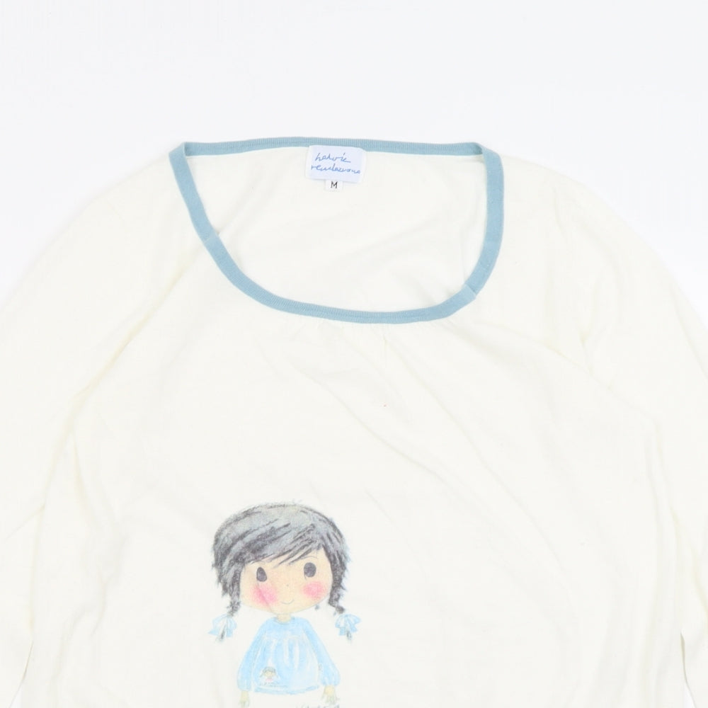 Heroic Rendezvous Womens White Crew Neck  Cotton Pullover Jumper Size M