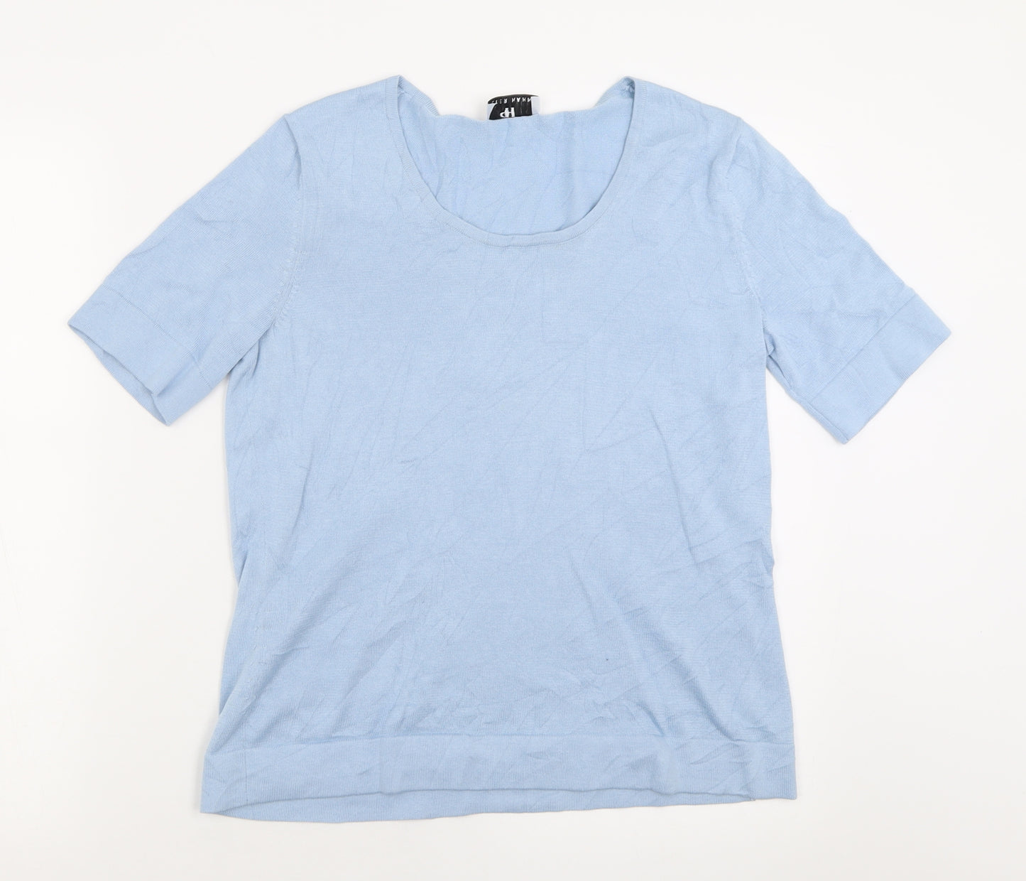 Peter Hahn Womens Blue  Cotton Basic T-Shirt Size 14 Crew Neck