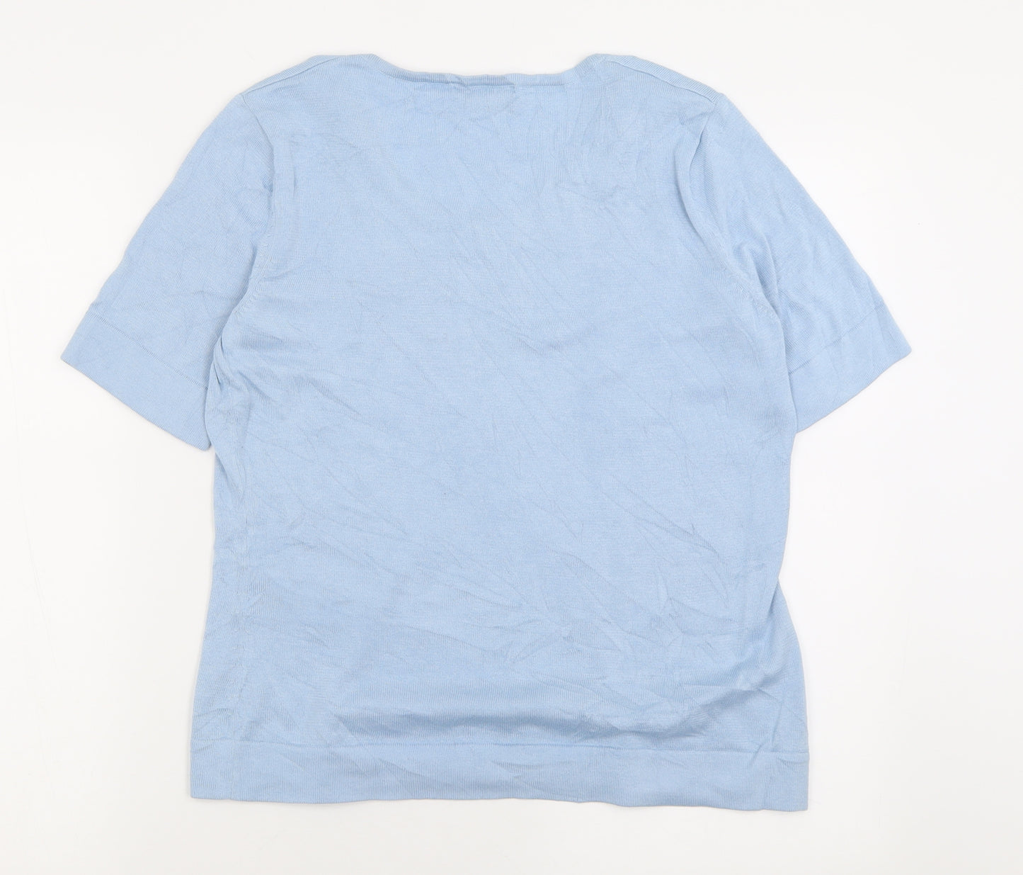 Peter Hahn Womens Blue  Cotton Basic T-Shirt Size 14 Crew Neck