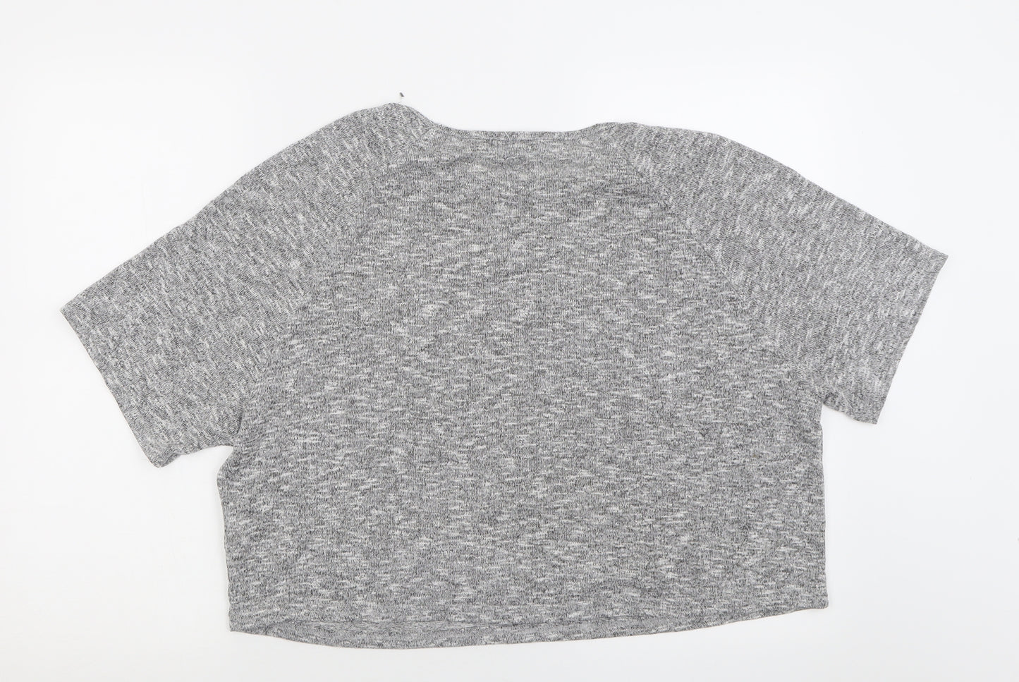 New Look Womens Grey  Viscose Cropped T-Shirt Size 12 Crew Neck