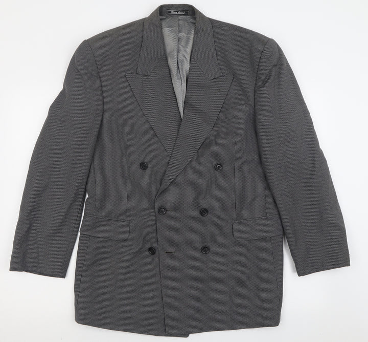 River Island Mens Grey Plaid Polyester Jacket Suit Jacket Size 38