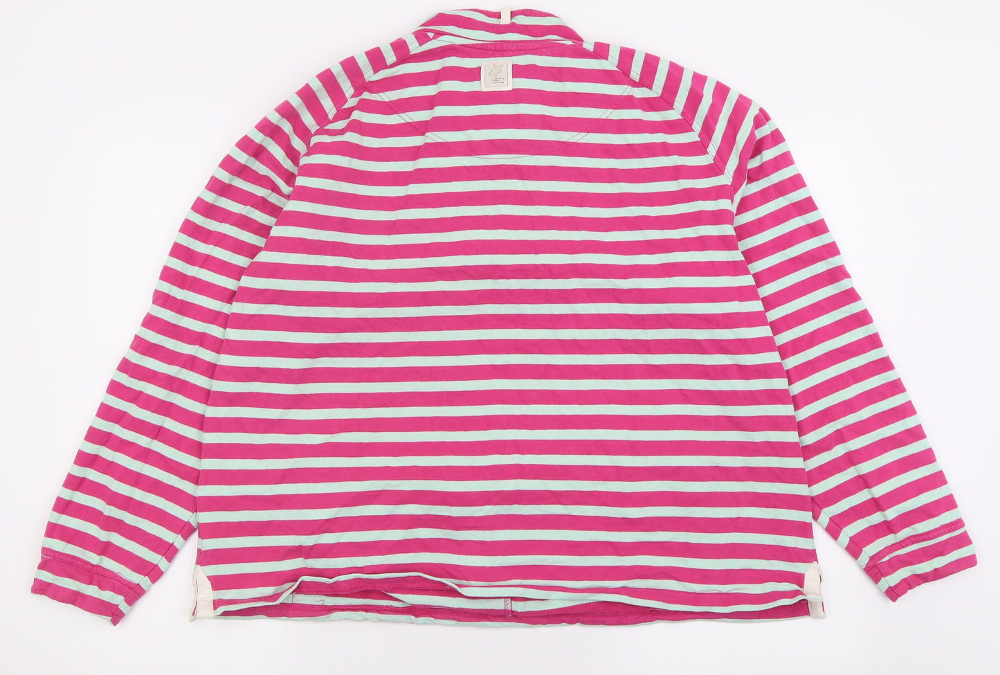 Weird Fish Womens Pink Striped Cotton Pullover Sweatshirt Size 22  Zip