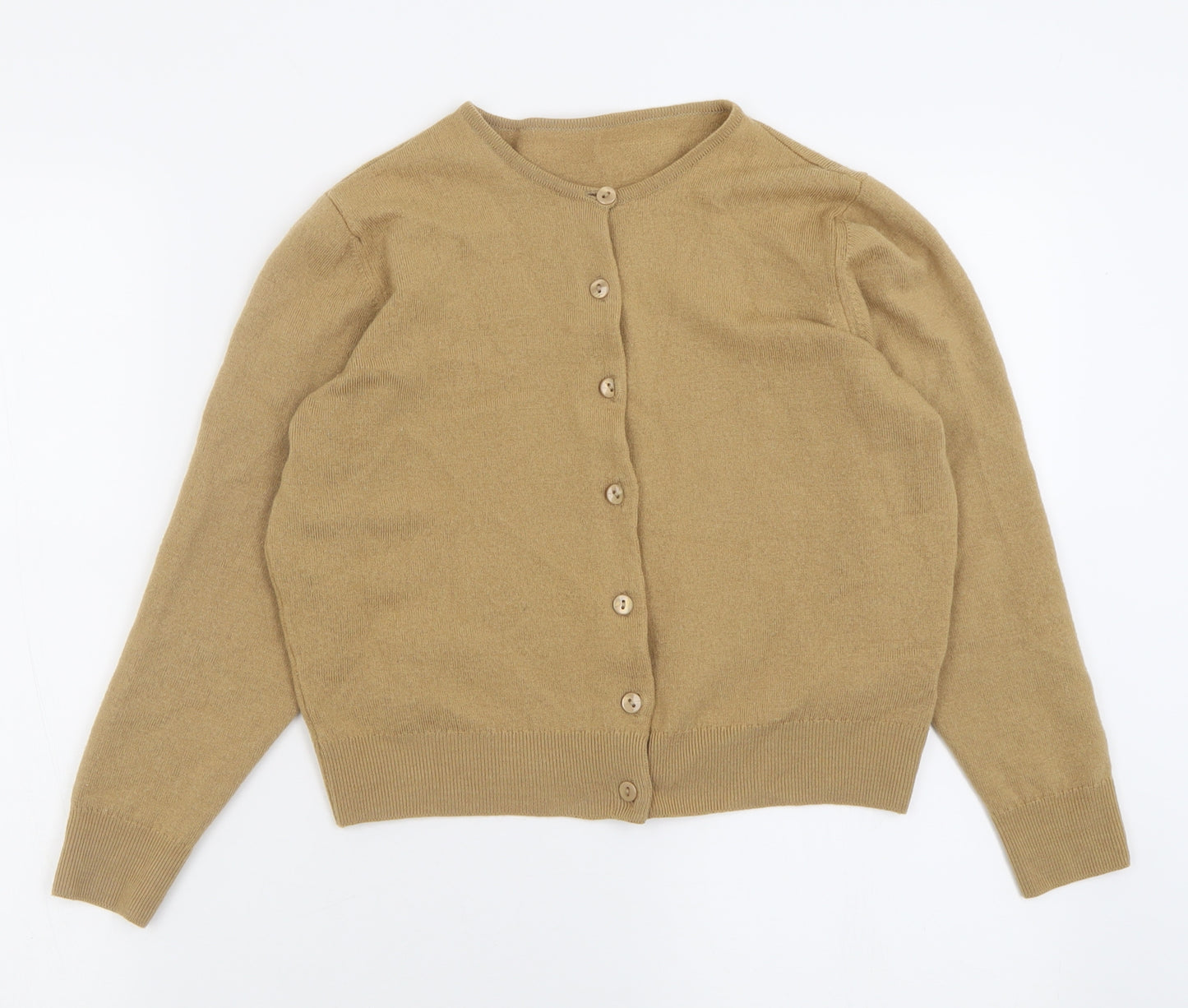 Marks and Spencer Womens Brown Crew Neck  Wool Cardigan Jumper Size 10