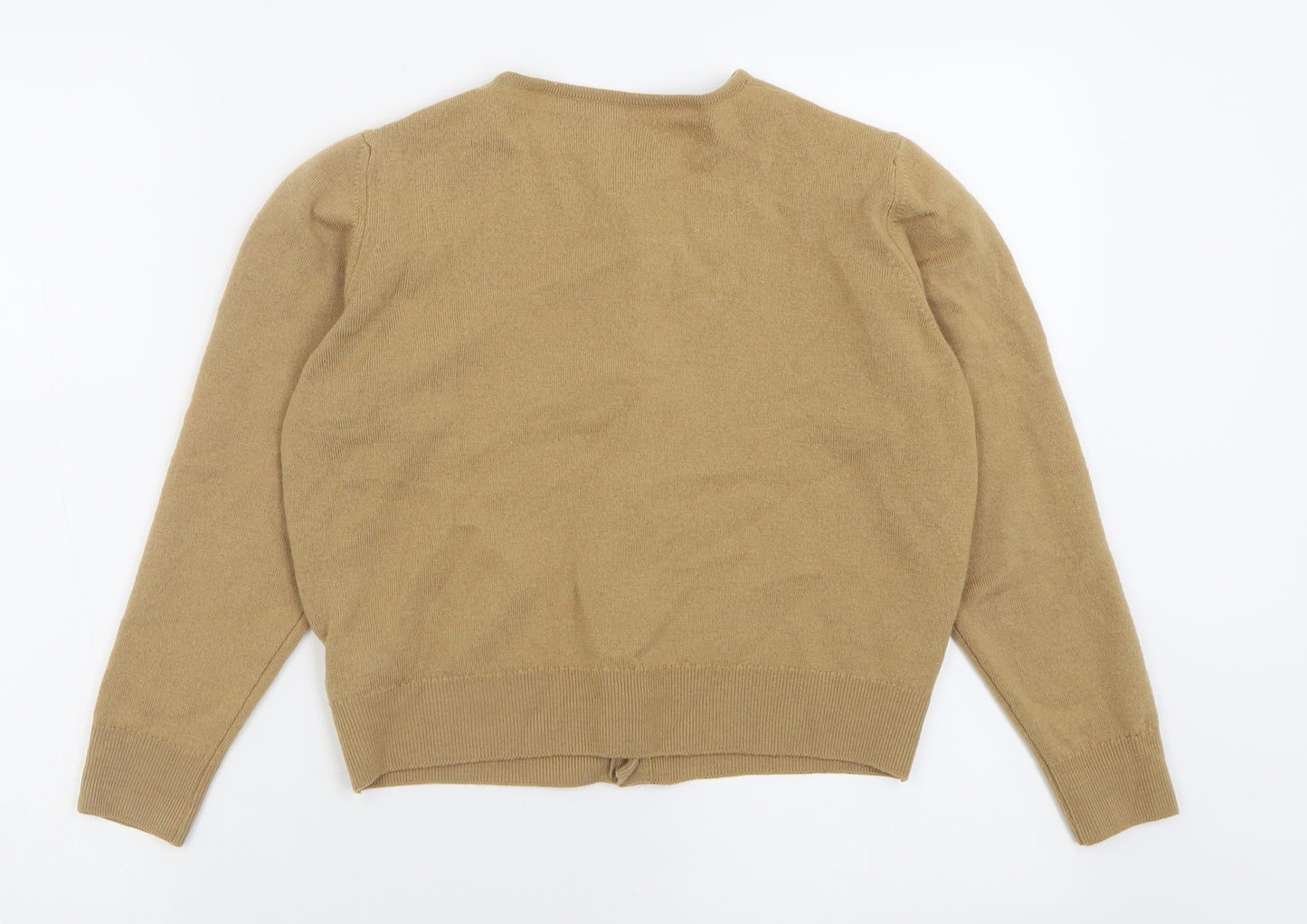 Marks and Spencer Womens Brown Crew Neck  Wool Cardigan Jumper Size 10