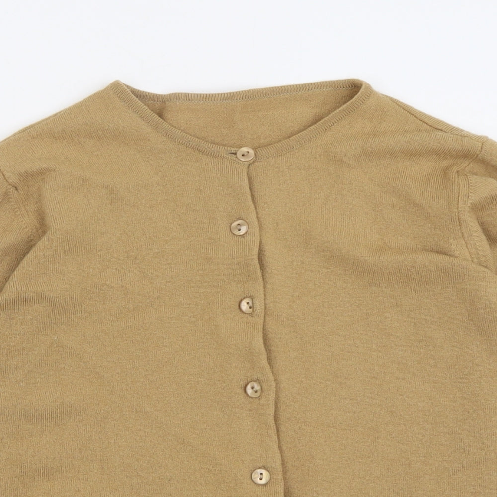 Marks and Spencer Womens Brown Crew Neck  Wool Cardigan Jumper Size 10