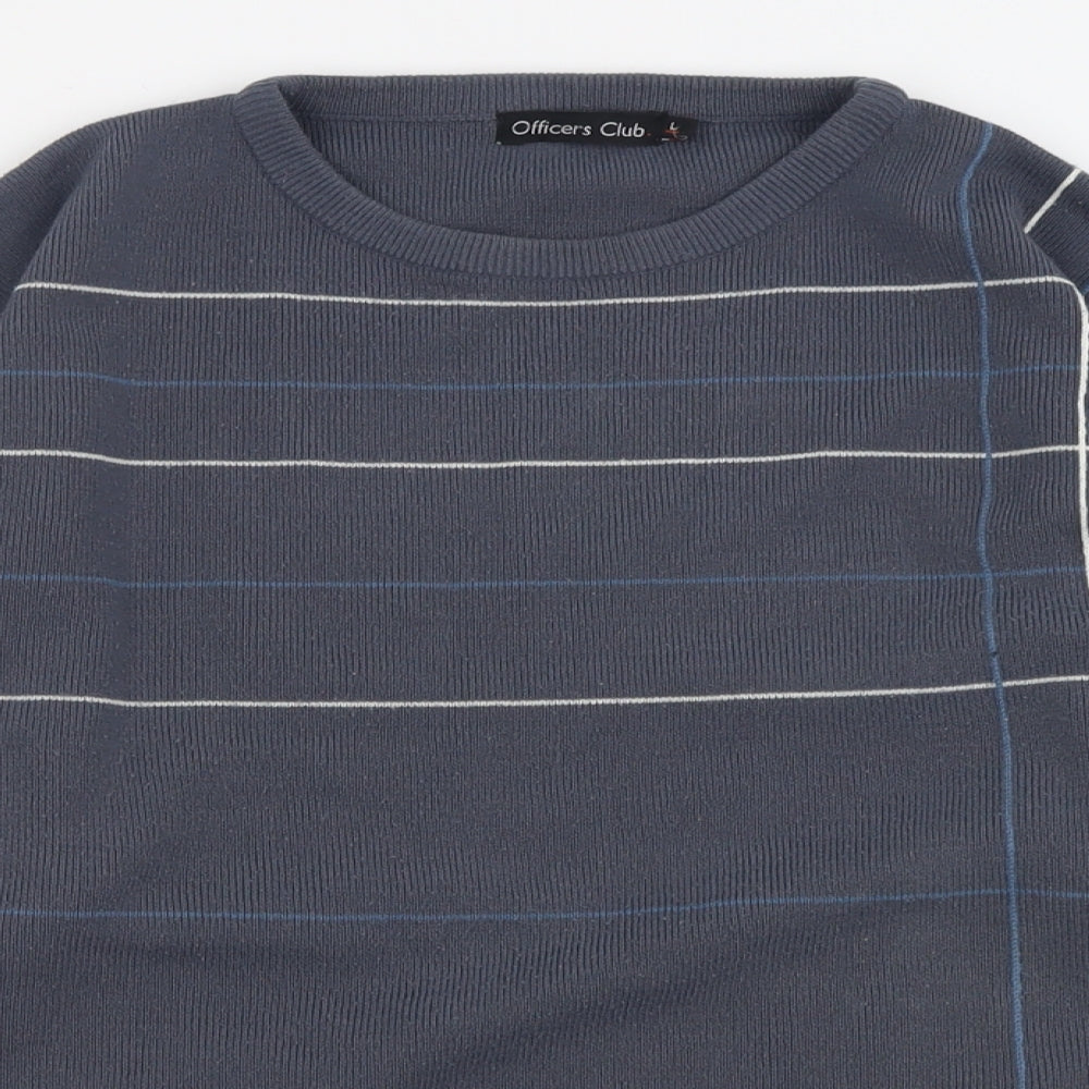 officers club Mens Blue Crew Neck Geometric Acrylic Pullover Jumper Size L