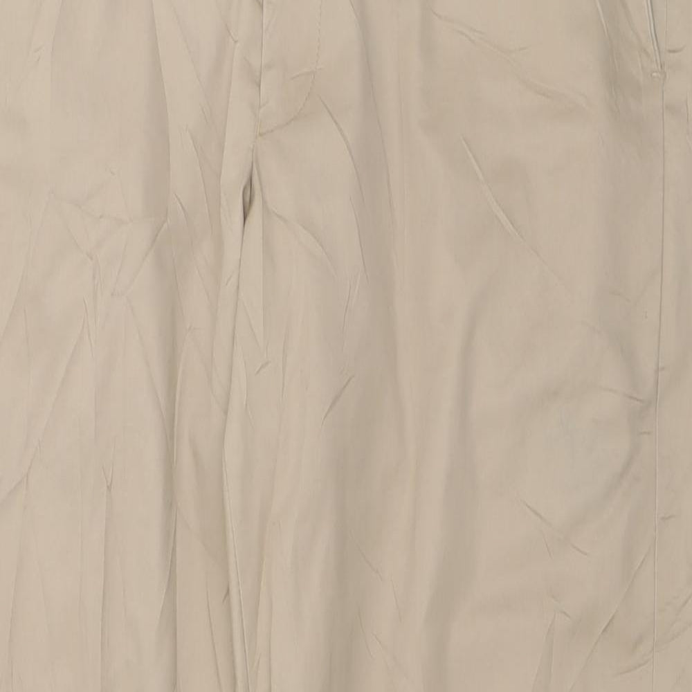 Marks and Spencer Mens Beige  Cotton Trousers  Size 34 in L31 in Regular Button