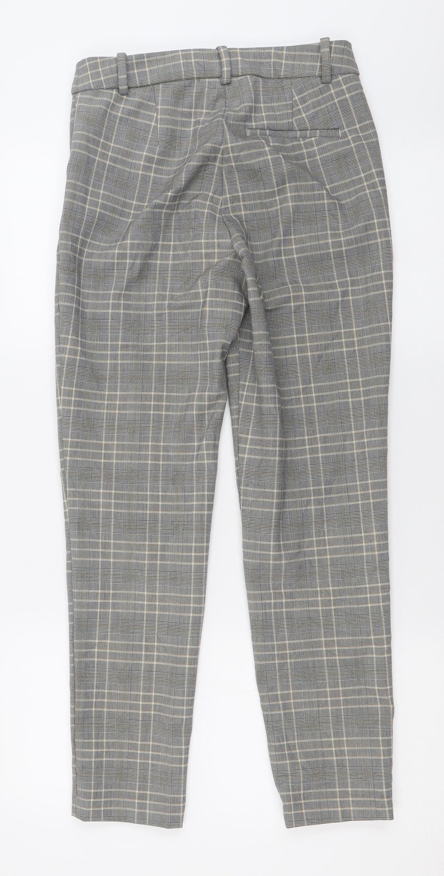 H&M Womens Grey Plaid Polyester Trousers  Size 6 L27 in Regular Hook & Eye