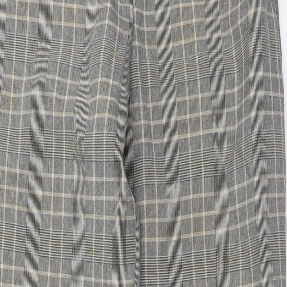 H&M Womens Grey Plaid Polyester Trousers  Size 6 L27 in Regular Hook & Eye