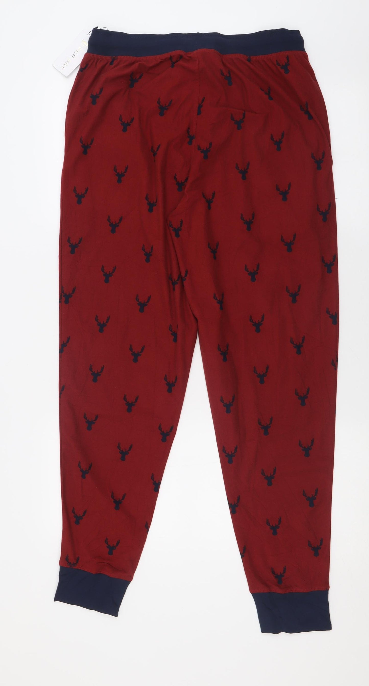 Marks and Spencer Mens Red Geometric Polyester  Pyjama Pants Size M  Tie