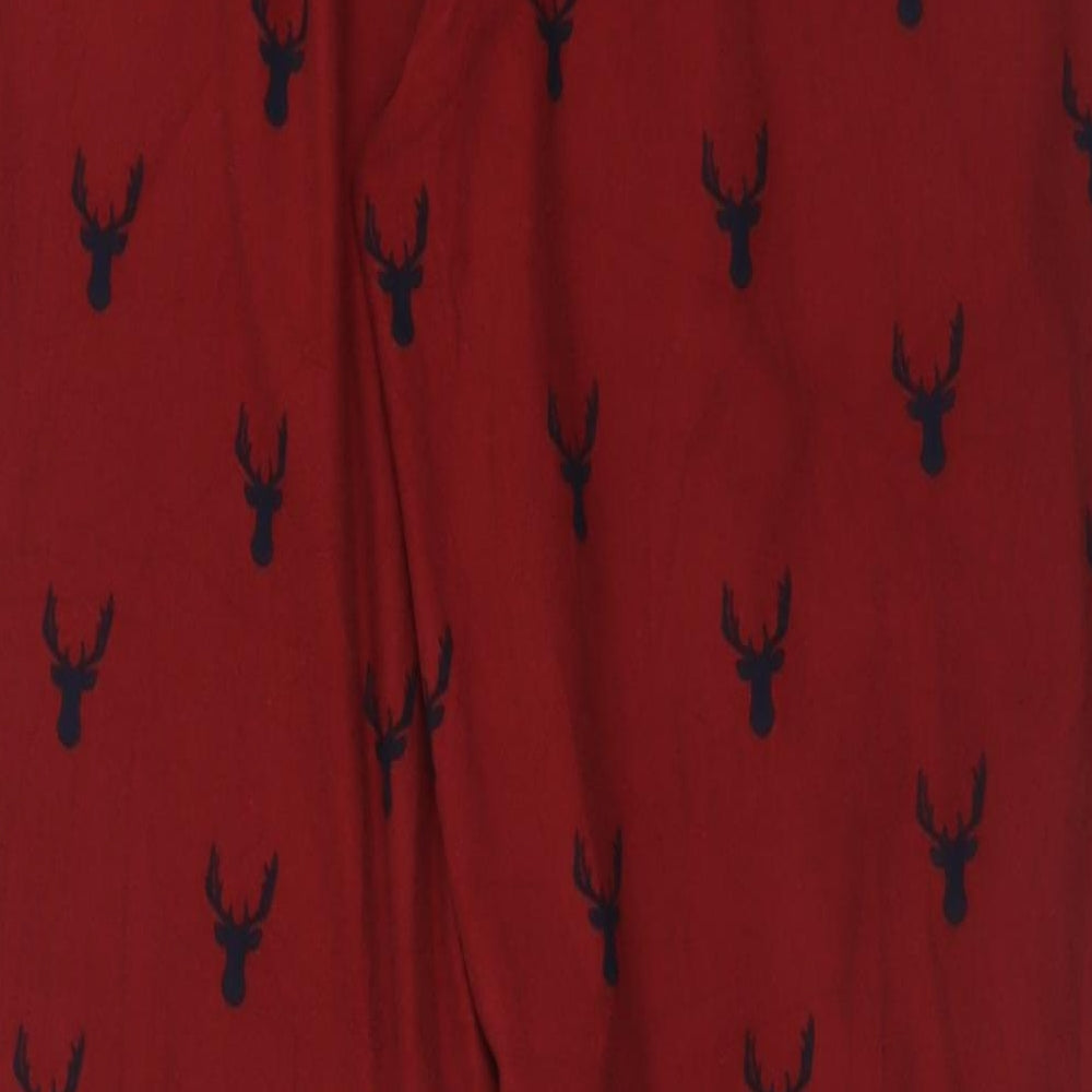 Marks and Spencer Mens Red Geometric Polyester  Pyjama Pants Size M  Tie