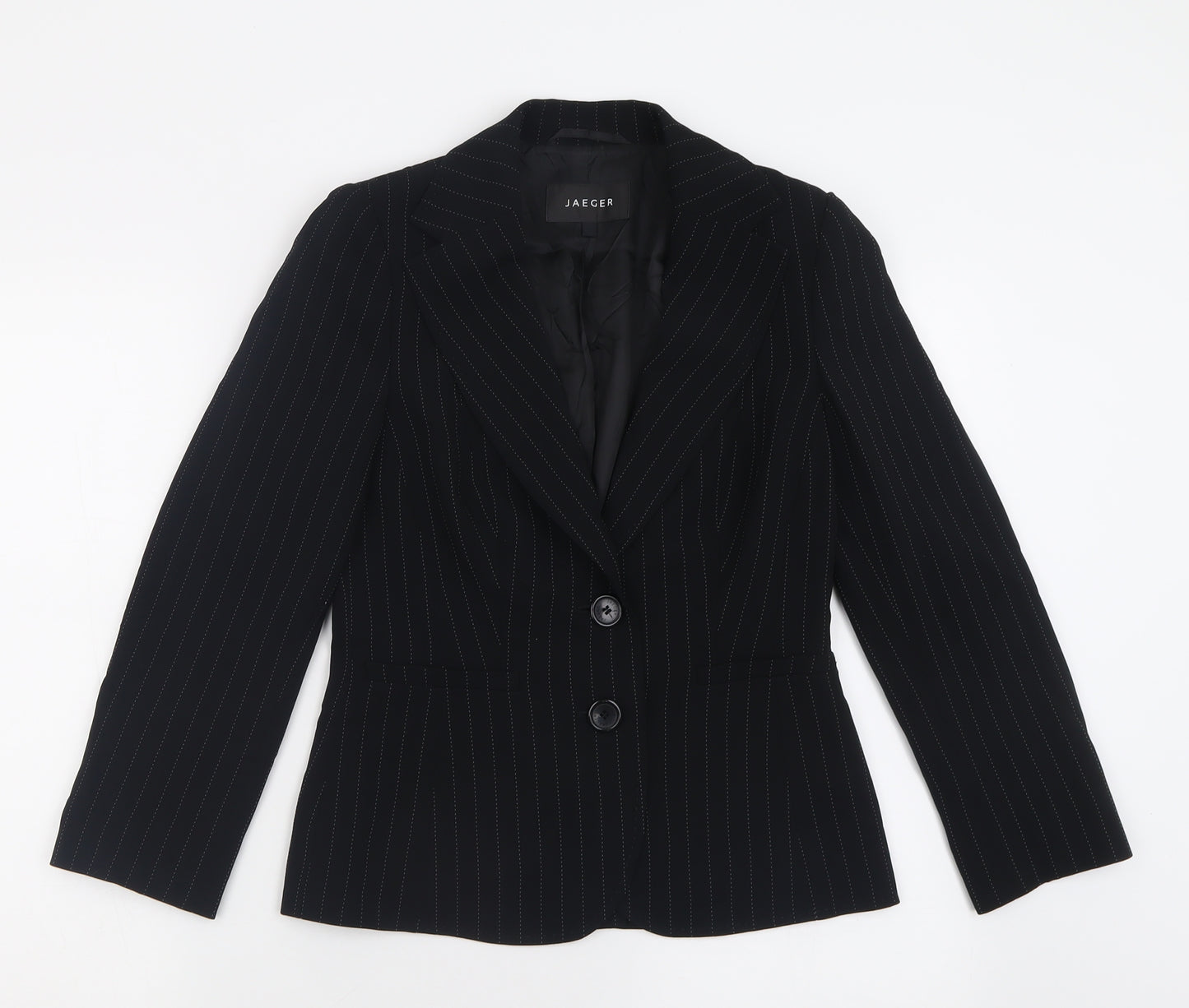 Jaegar Womens Black Striped  Jacket Blazer Size 8  Button