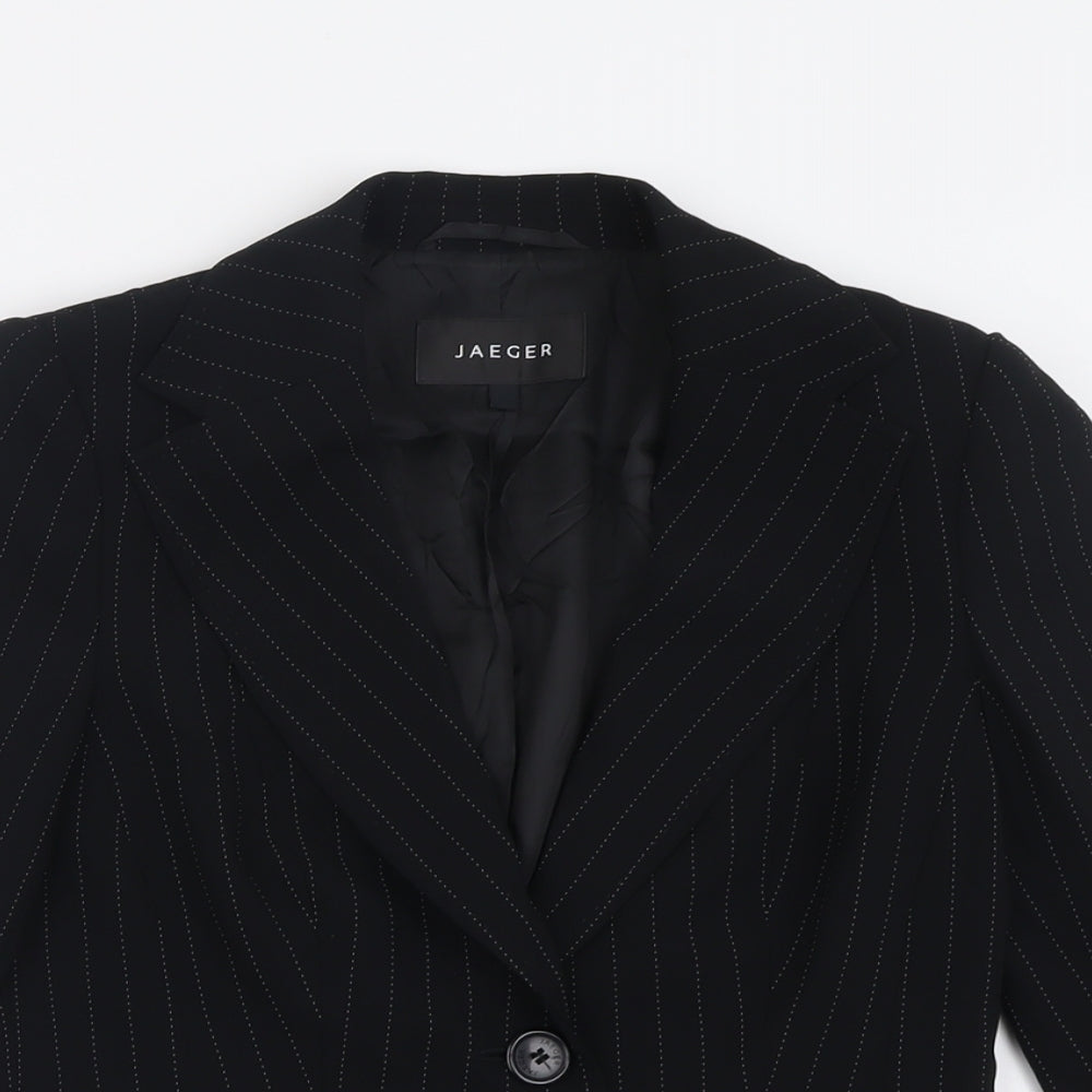 Jaegar Womens Black Striped  Jacket Blazer Size 8  Button