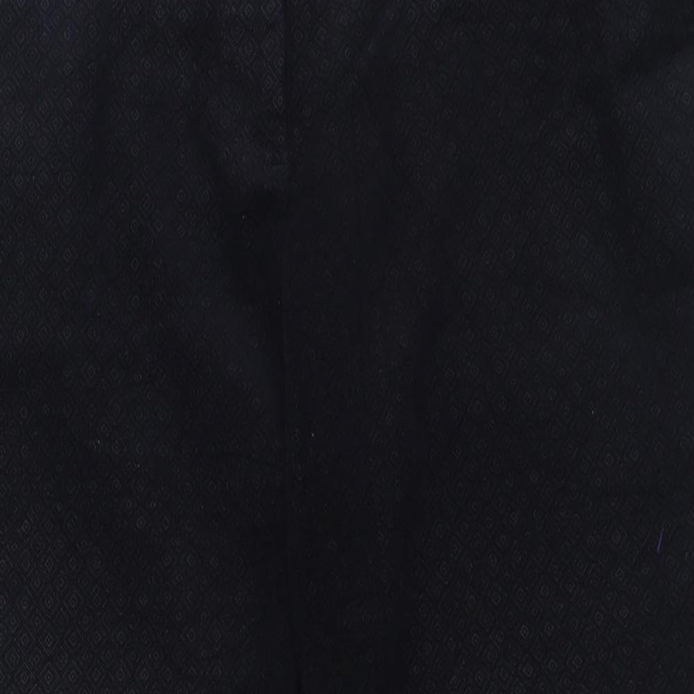 Per Una Womens Blue Geometric Cotton Trousers  Size 14 L26 in Regular Hook & Eye - Ankle Grazer