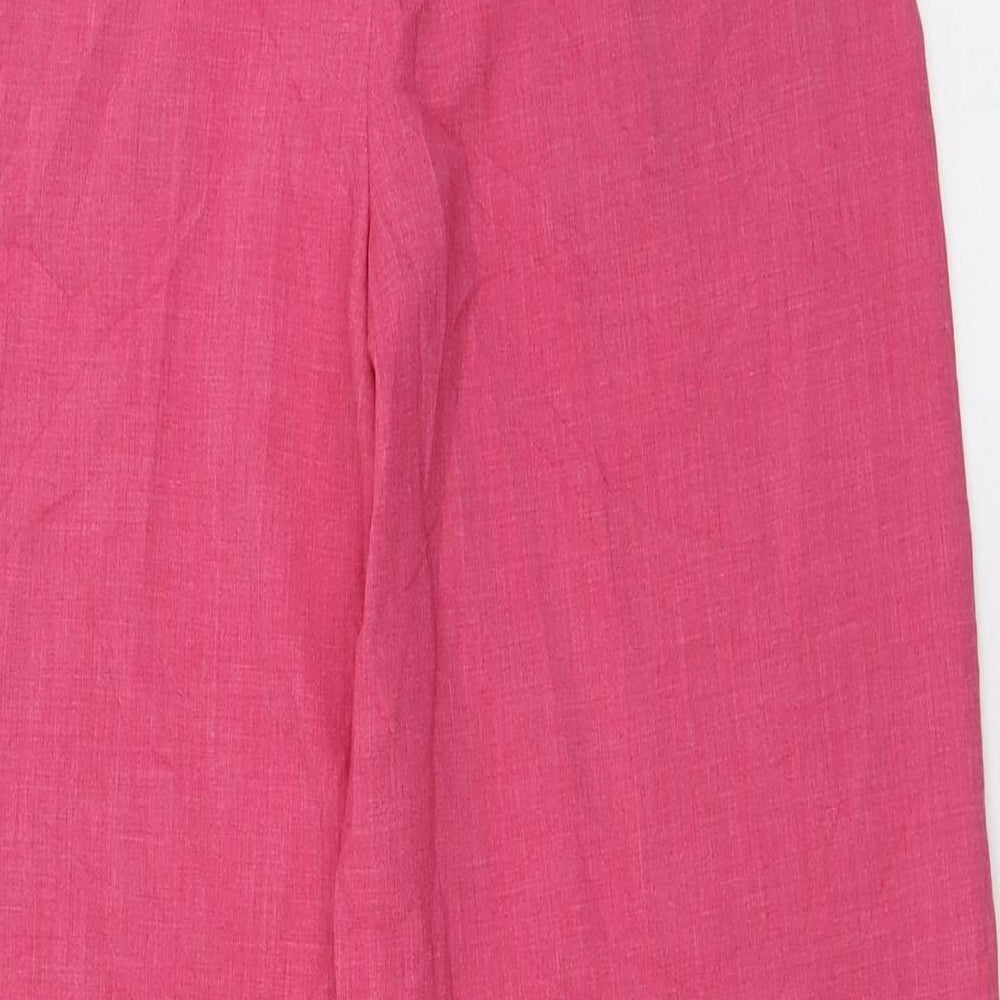 Marks and Spencer Womens Pink  Polyester Trousers  Size 12 L30 in Regular Button