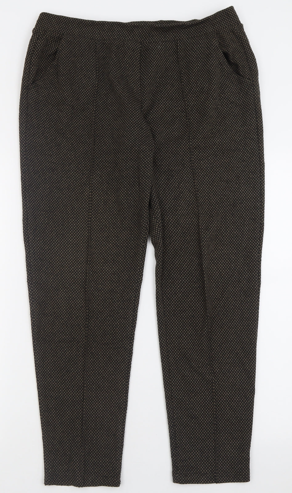 NEXT Womens Brown Plaid Polyester Trousers  Size 14 L29 in Regular
