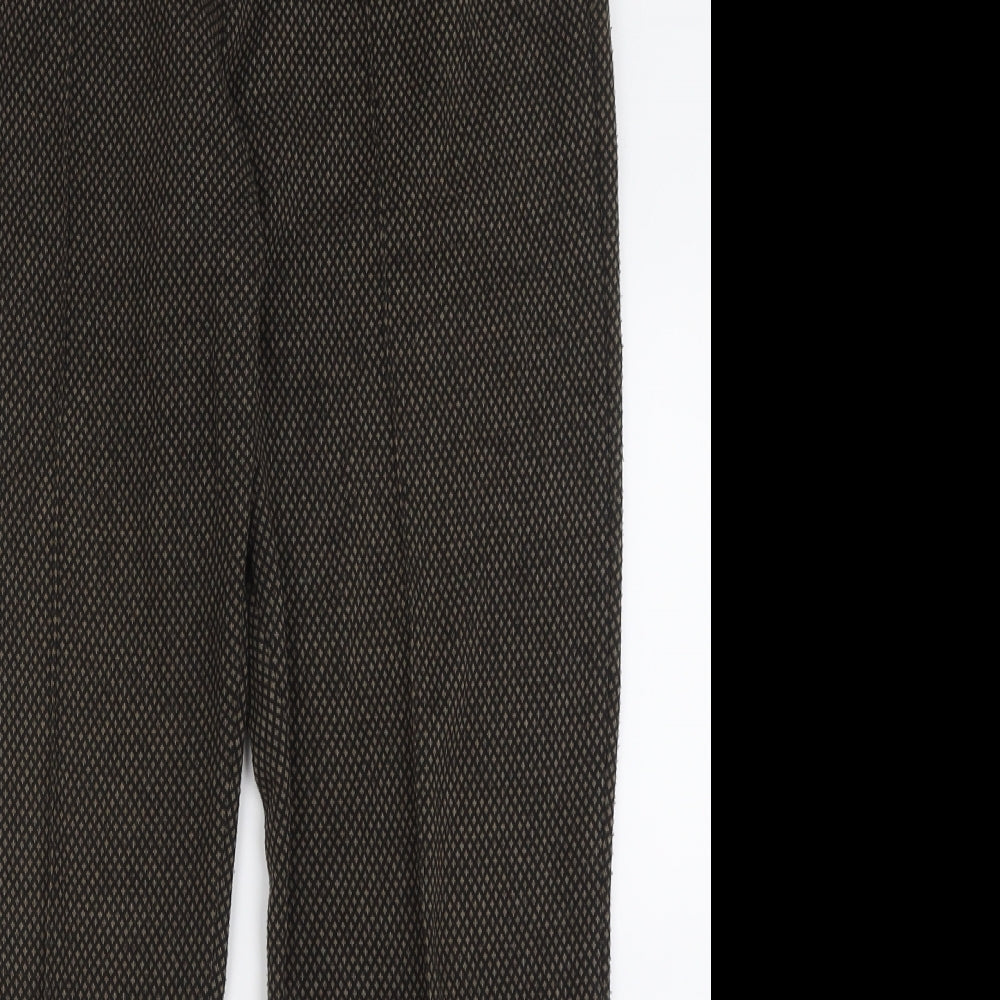 NEXT Womens Brown Plaid Polyester Trousers  Size 14 L29 in Regular