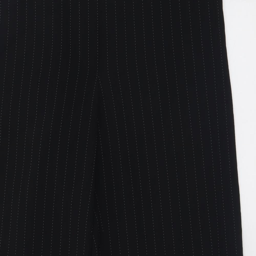 Jaeger Womens Black Striped Polyester Trousers  Size 8 L28 in Regular Hook & Eye