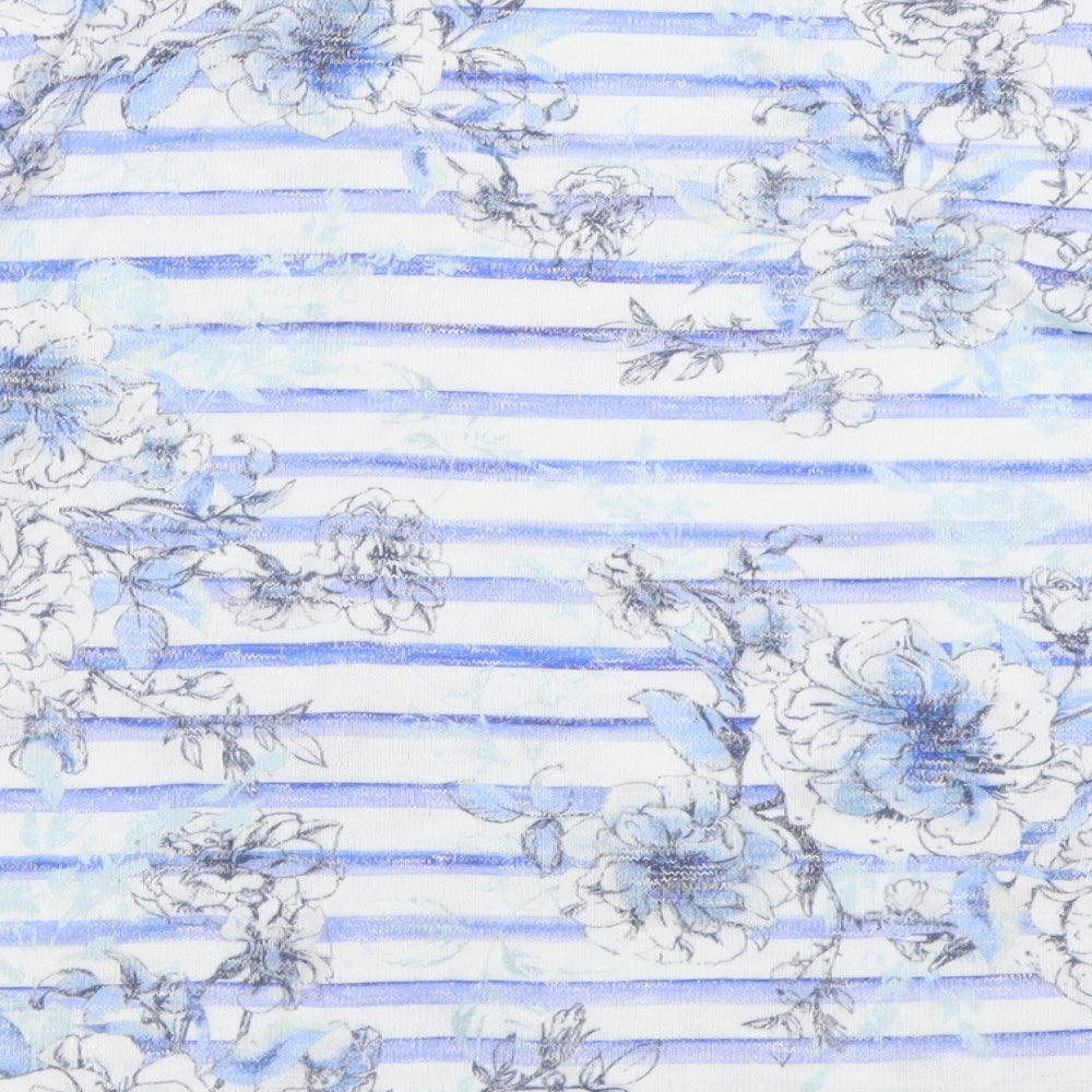 TU Womens Blue Crew Neck Floral Polyester Pullover Jumper Size 12