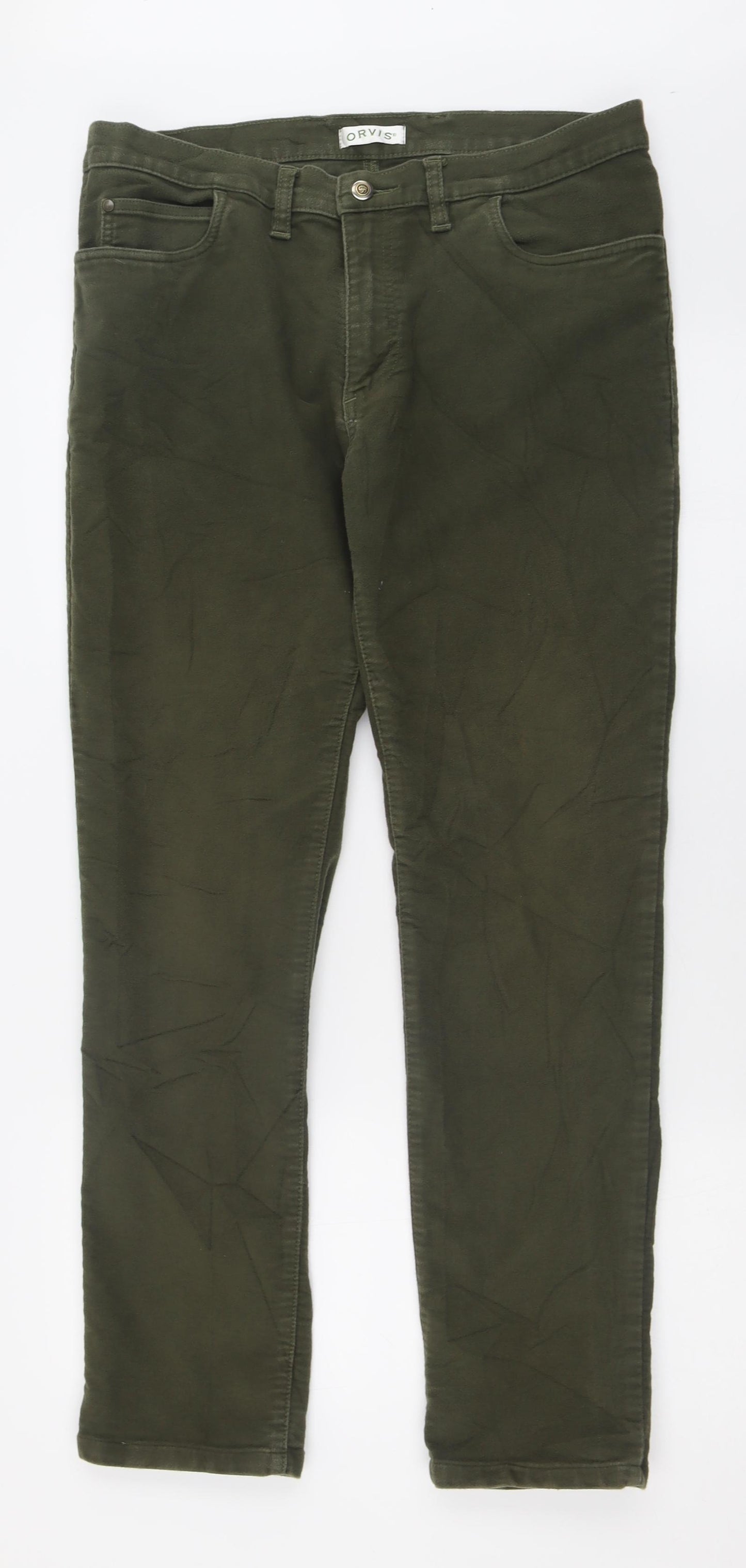 Orvis Womens Green  Cotton Trousers  Size 16 L29 in Regular Button