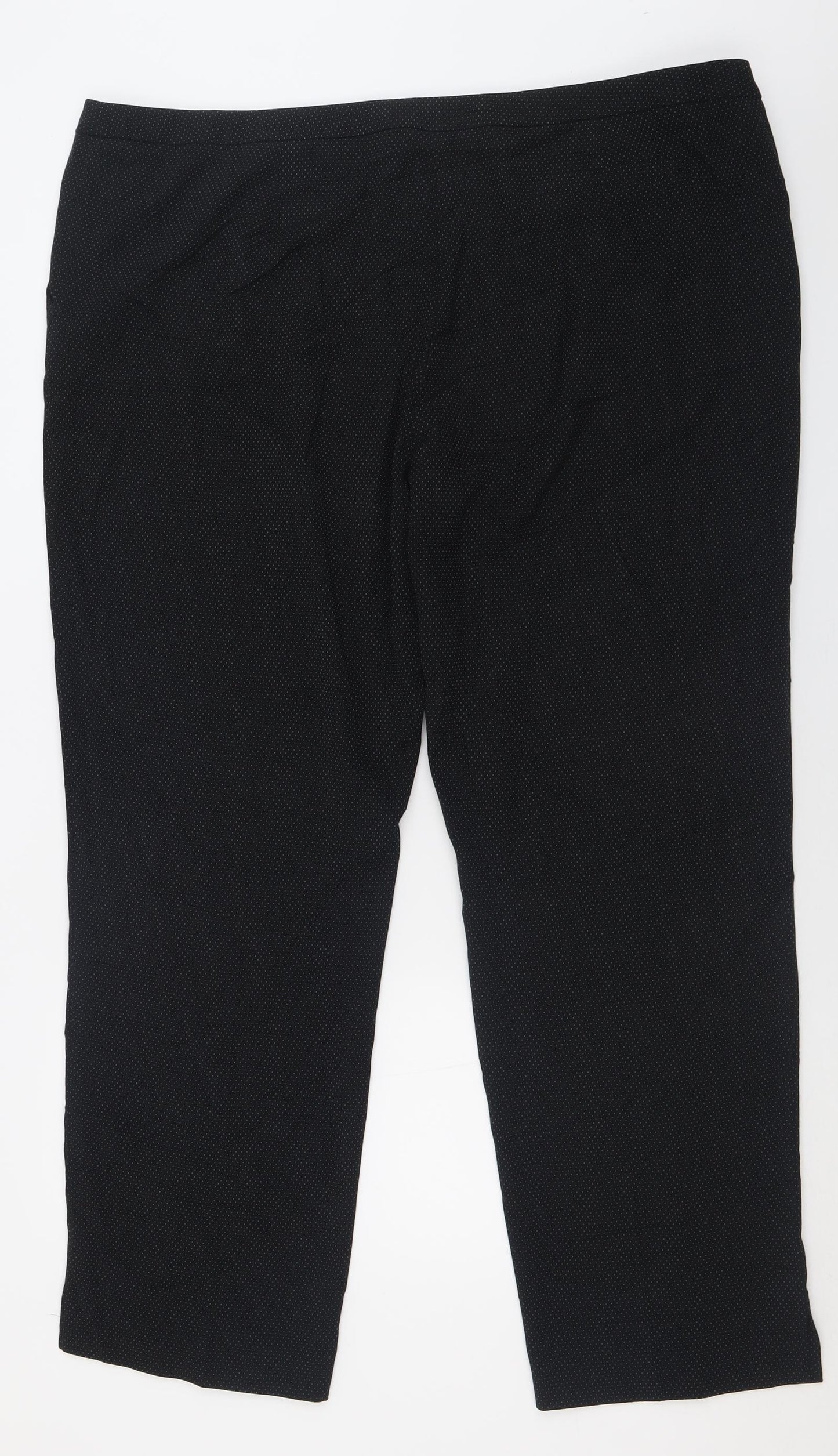 TU Womens Black Polka Dot Polyester Trousers  Size 22 L30 in Regular Hook & Eye
