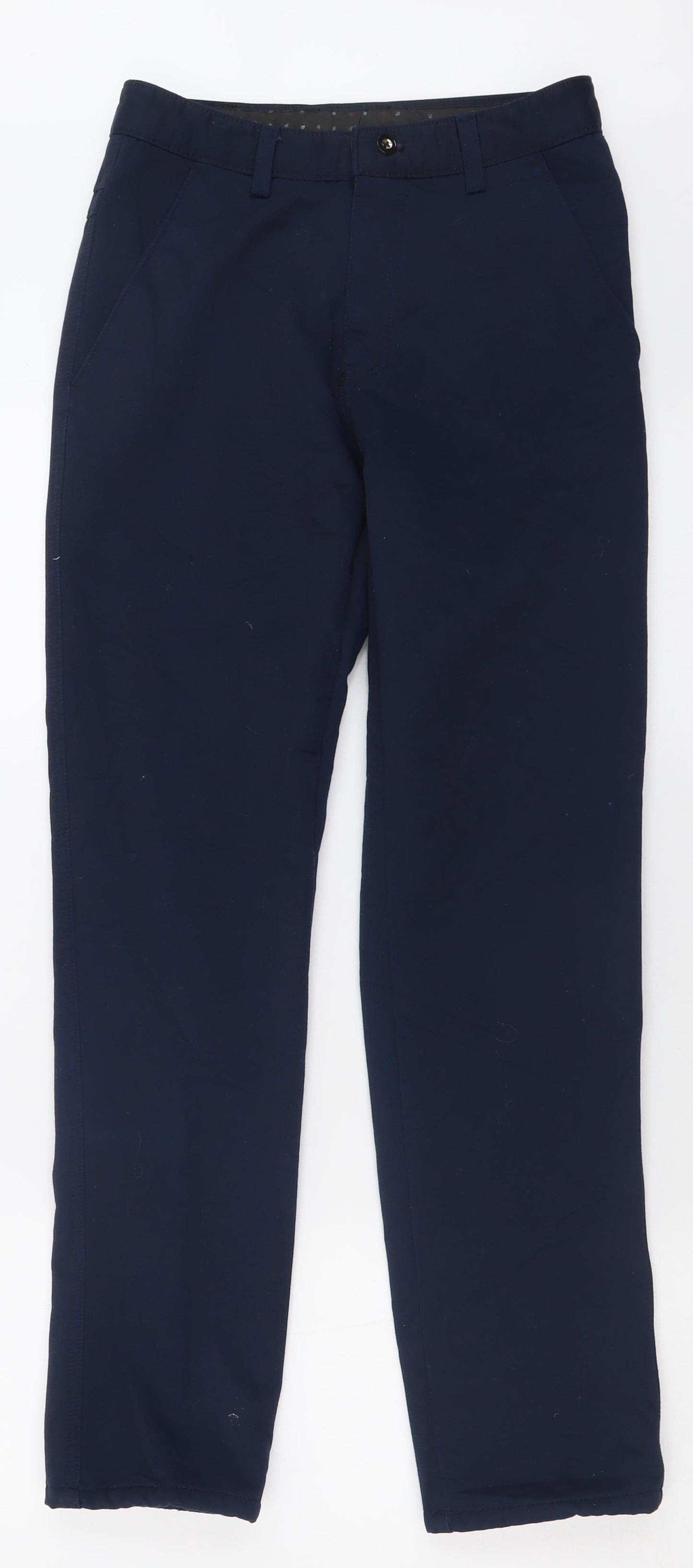 Preworn Womens Blue  Polyester Trousers  Size 28 in L30 in Regular Button - Fleece Lined