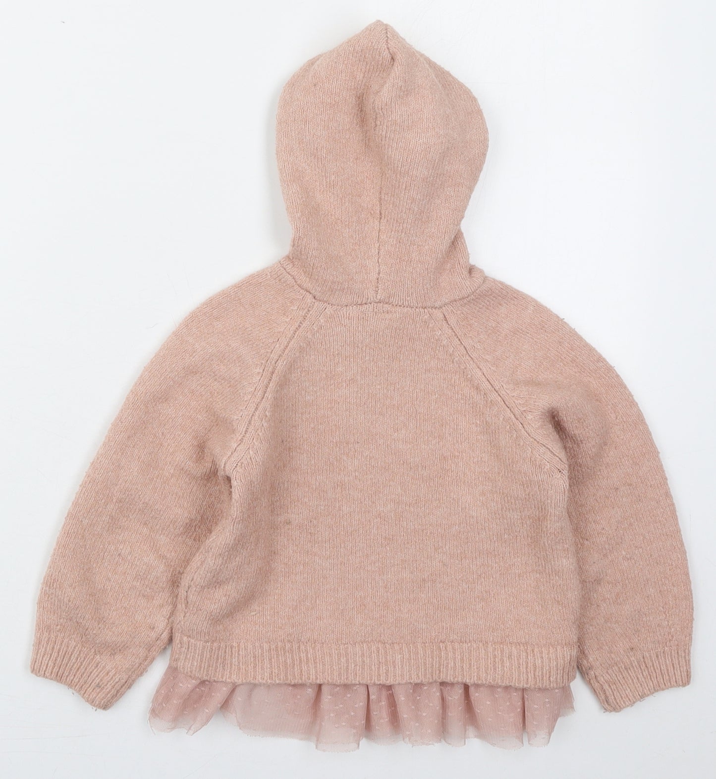 Zara Girls Pink  Acrylic Pullover Hoodie Size 3-4 Years  Pullover