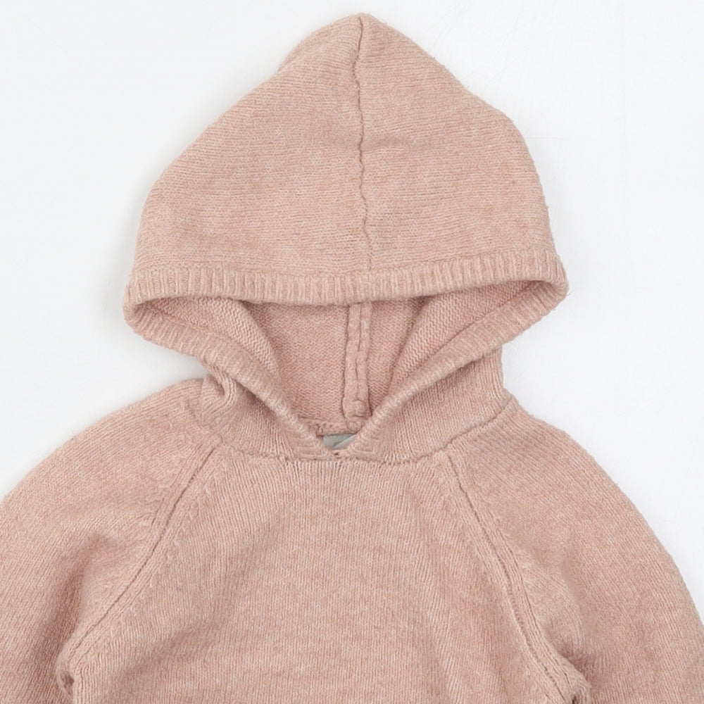 Zara Girls Pink  Acrylic Pullover Hoodie Size 3-4 Years  Pullover