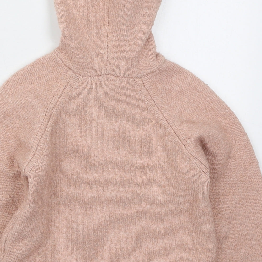 Zara Girls Pink  Acrylic Pullover Hoodie Size 3-4 Years  Pullover
