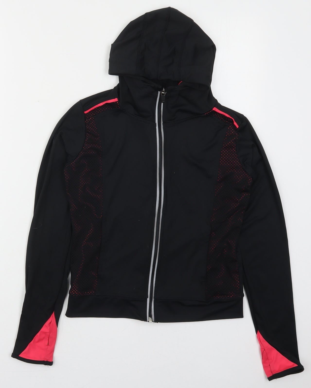 Young Dimension Girls Black  Polyester Full Zip Hoodie Size 10-11 Years  Zip